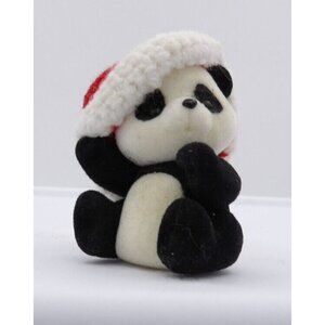 Ornament Santa's Panda Pal ©1986 Hallmark Keepsake Hong Kong QX0441-3 Flocked